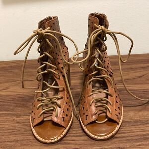 Jeffrey Campbell Ibiza Handmade Perforated Leather Ankle Boots. Size 7.